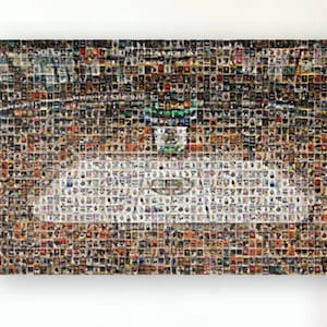 Impression d'art mural mosaïque des Bruins de Boston du jardin TD à partir de plus de 300 images de cartes de joueurs des Bruins ! Cadeau pour la fête des pères et décoration de bureau/homme des cavernes !