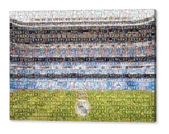 Unique Santiago Bernabéu Stadium made of Real Madrid Player Card Images! Incredible Mosaic Effect and Conversation Piece!