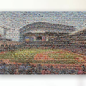 Impression d'art mural mosaïque Astros de Houston de Minute Maid Park à partir de plus de 300 images de cartes de joueur Astro ! Cadeau pour la fête des pères et décoration de cave/bureau !