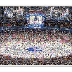 Impression d'art mural mosaïque des Canucks de Vancouver de la Rogers Arena à partir de plus de 220 images de cartes de joueur ! Excellent cadeau de décoration murale et objet de conversation !
