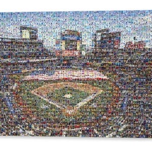 Impression d'art mural mosaïque des Mets de New York de Citi Field composée de plus de 400 images de cartes de joueur ! Cadeau pour la fête des pères et décoration de cave/bureau !