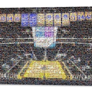 Impression d'art mural mosaïque Golden State Warriors du Chase Center à partir de plus de 200 images de carte ! Cadeau pour la fête des pères et décoration de bureau/homme des cavernes !