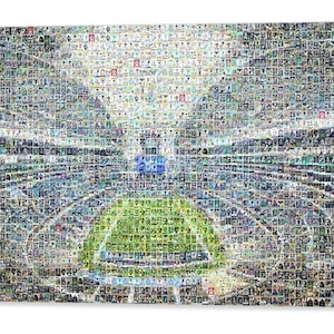 Impression d'art mural en mosaïque des Dallas Cowboys du stade AT&T à partir de plus de 230 images de cartes de joueurs ! Décor d'oeuvres d'art uniques. Un super cadeau pour la fête des pères !