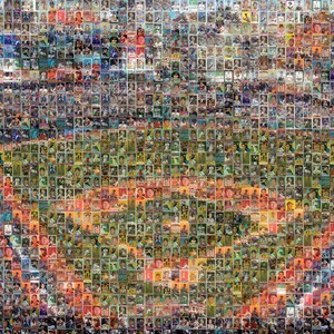 Impression d'art mural mosaïque progressive Cleveland Guardians à partir d'images de cartes de joueurs passées et présentes ! Un super cadeau pour la fête des pères !