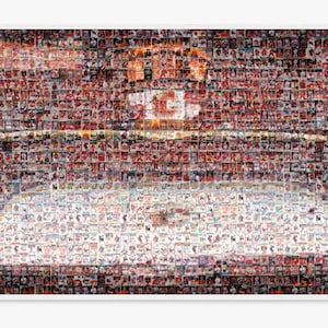 Calgary Flames Mosaik Kunstdruck der Scotiabank Saddledome Arena aus Player Card Photos! Tolles Vatertags-Geschenk!