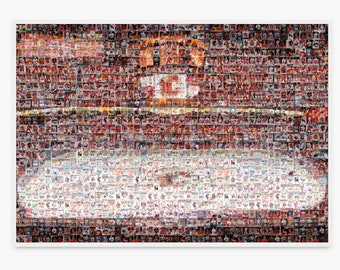 Calgary Flames Mosaic Wall Art Print of Scotiabank Saddledome Arena made from Player Card Images! Great Christmas Gift!