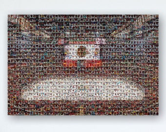 Chicago Blackhawks Mosaic Wall Art Print of United Center of 280+ Player Card Images! Great Christmas Gift and Office/Man Cave Decor!