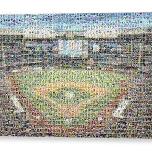 Impression d'art mural en mosaïque des Milwaukee Brewers de American Family Field à partir de plus de 330 images de cartes de joueur Brewer. Un super cadeau pour la fête des pères !