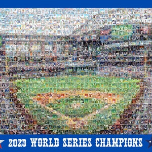 World Series Champions Texas Rangers Mosaic Print of Globe Life Park from 230+ Rangers Player Card Images! Great Christmas Gift!