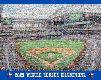 World Series Champions Texas Rangers Mosaic Print of Globe Life Park from 230+ Rangers Player Card Images! Great Christmas Gift!