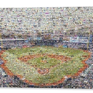 Impression d'art mural mosaïque raies du diable de Tampa Bay de Tropicana, plus de 150 images de cartes passées et présentes ! Livraison gratuite
