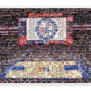 Impression d'art mural mosaïque de basket-ball des Philadelphia 76ers du Wells Fargo Center à partir de plus de 220 images de cartes ! Un super cadeau pour la fête des pères !