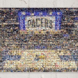 Impression d'art mural mosaïque Indy Pacers Gainbridge Fieldhouse à partir de plus de 200 images de cartes de joueur ! Un super cadeau pour la fête des pères !