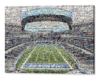 Los Angeles Mosaic Wall Art Print of SoFi Stadium made of 300+ Player Card Images! BDay or Xmas Gift and Mancave/Office Decor!