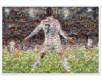 Cristiano Ronaldo Mosaic Wall Art Print made from his Card Images! Tribute to Ronaldo with this Print on Poster, Canvas, Aluminum, Acrylic.