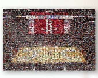 Houston Rockets Mosaic Wall Art Print of Toyota Center from 240+ Player Card Images! Great Christmas Gift and Office/Man Cave Decor!