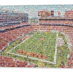 Impression d'art mural en mosaïque des 49ers de San Francisco du stade Levi's composée de plus de 260 images de cartes de joueurs ! Cadeau de fête des pères pour les fans !