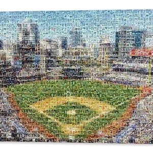 San Diego Padres Mosaic Wall Art Print of Petco Park. Made from 235+ Padres Card Images! BDay or Xmas Gift and Office/Man Cave Decor!