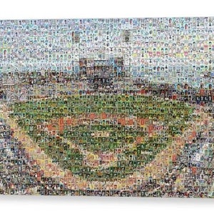 Impression d'art mural mosaïque Giants de San Francisco d'AT&T Park composée de plus de 300 images de cartes de joueur géantes ! Un super cadeau pour la fête des pères !