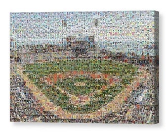 San Francisco Giants Mosaic Wall Art Print of AT&T Park made of over 300+ Giant Player Card Images! Great Gift for Fans!