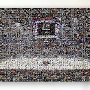 Impression d'art mural mosaïque des Kings de Los Angeles de Crypto.com Arena. Fabriqué à partir de plus de 240 images de carte ! Cadeau pour la fête des pères et décoration de bureau/homme des cavernes !