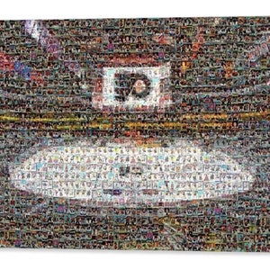 Impression d'art mural mosaïque Wells Fargo Center des Philadelphia Flyers à partir de plus de 280 images de cartes de joueur ! Cadeau pour la fête des pères et décoration de bureau/caverne pour homme