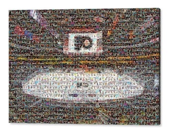 Philadelphia Flyers Wells Fargo Center Mosaic Wall Art Print from 280+ Player Card Images! Great Christmas Gift and Man Cave/Office Decor