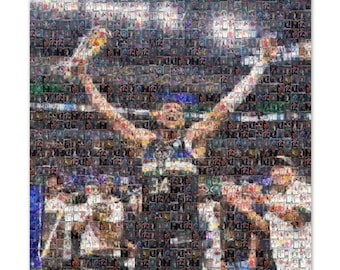 Giannis Antetokounmpo Mosaic Wall Art Print made from his Card Images. Great Wall Decor for Giannis Fans in Poster, Framed, Canvas and More.