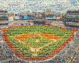 New York Mosaic Art Print of Yankees Player Card Images-Father's Day Gift!