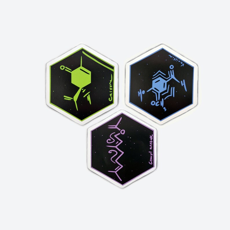 3 Pack Organic Chemistry Stickers GBV // Science Teacher Gift Etsy