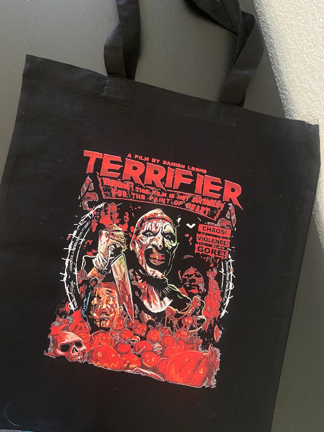 Terrifier Tote Bag Black Tote Horror Movie Bag Art the Etsy