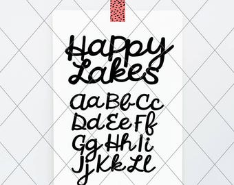 HAPPY LAKES svg cut file font, dxf, brush font, digital font, vector font, silhouette, cricut file, instant download, script svg font, brush