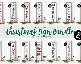 christmas vertical sign Instant SVGDXFSVG Christmas Vertical Sign Bundle of 4 Vol Christmas porch sign svg farmhouse sign 1 vintage