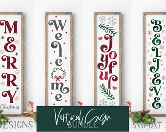 christmas vertical sign Instant SVGDXFSVG Christmas Vertical Sign Bundle of 4 Vol Christmas porch sign svg farmhouse sign 1 vintage