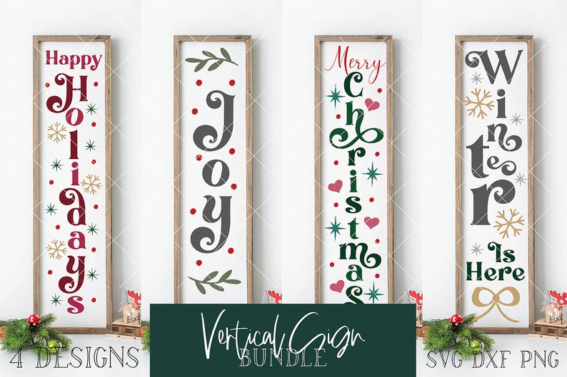 Download Instant Svgdxfsvg Christmas Vertical Sign Bundle Of 4 Vol Christmas Vertical Sign Vintage Farmhouse Sign 2 Christmas Porch Sign Svg Digital Art Collectibles Vadel Com