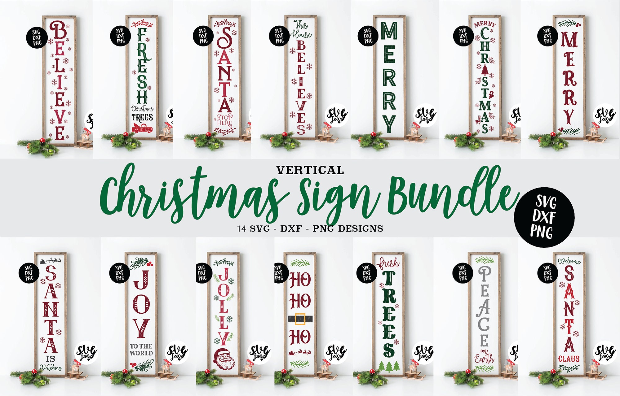 Download Instant Svg Dxf Svg Christmas Vertical Sign Bundle Christmas Etsy