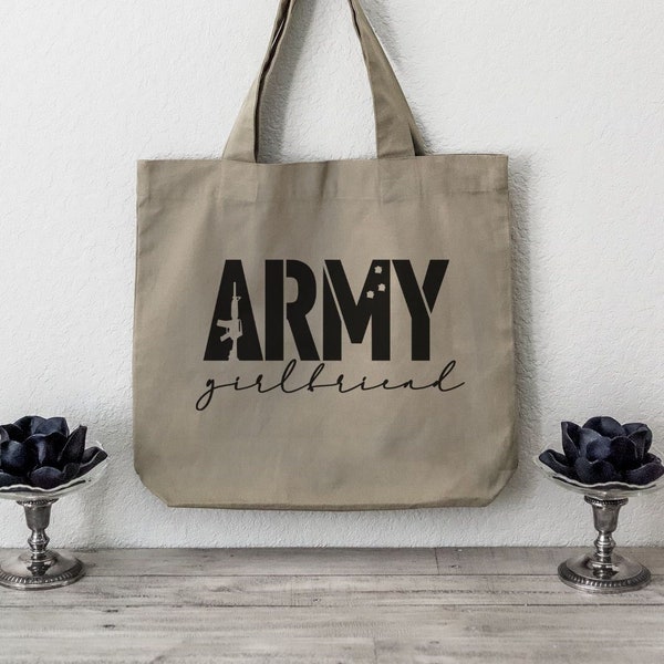 Army Girlfriend Tote Bag // Army Girlfriend Canvas Bag // Military Tote Bag