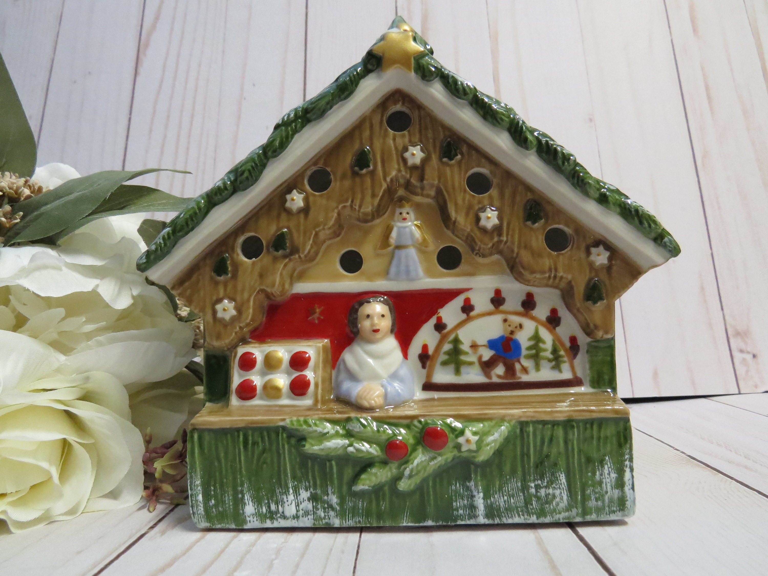 Xmas Villeroy & Boch Ceramic Candle Holder House Miniature