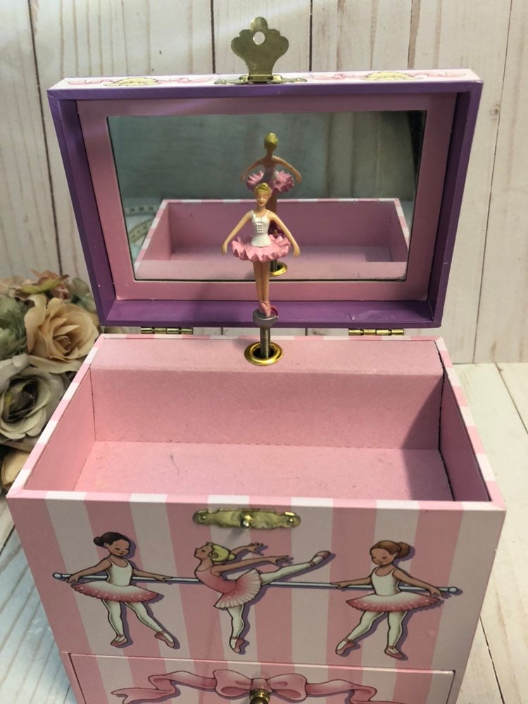 Ballerina Music box, ballerina figurine statue, pink girl
