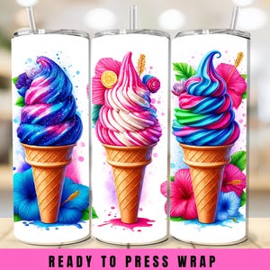 Eistüte Lebendige Farbe Sommer Bereit Press Tumbler Sublimationstransfer | 20 Unzen dünnes gerades Design | Ausdruck Blätter | Transferpresse