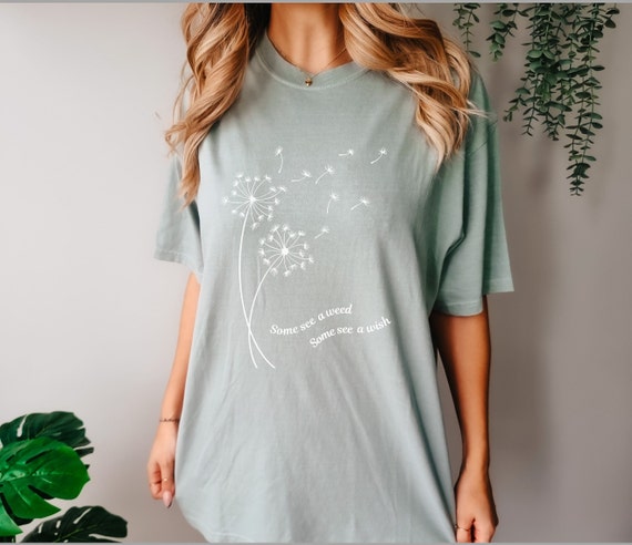 Dandelion Comfort Colors T-shirt, Comfort Colors Oversized Wish T