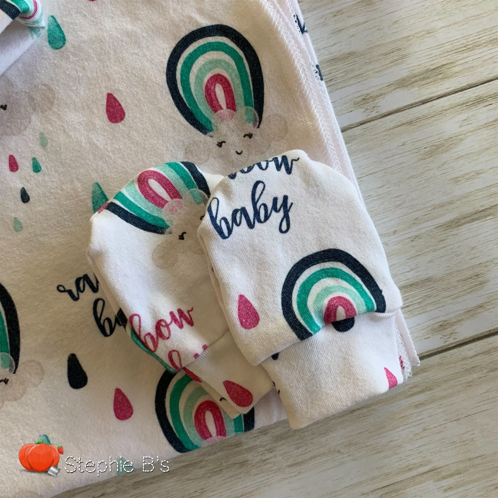 3m Pink Rainbow Baby Swaddle Set Swaddle Hat and Scratch Etsy