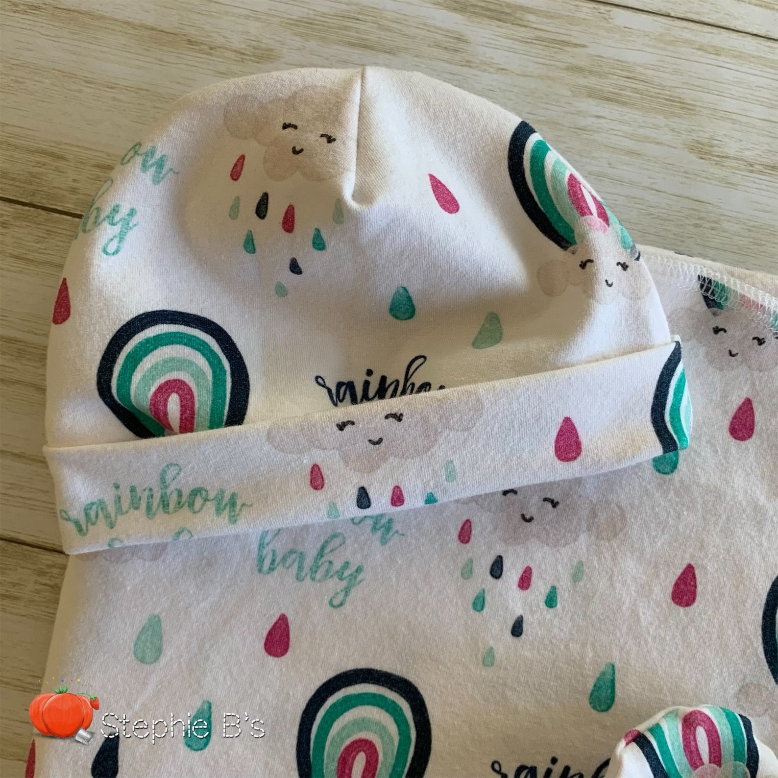 3m Pink Rainbow Baby Swaddle Set Swaddle Hat and Scratch Etsy