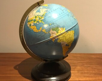 Vintage 1940’s 8 inch metal Simplified Replogle Globe