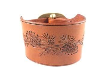 Hand Carved Leather Cuff