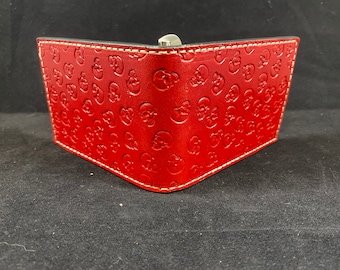 Red Front Pocket Wallet with Skulls