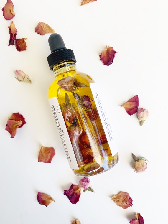 Rose Facial Oil 4 Oz Natural Rose Hip Oil Infused Facial Etsy