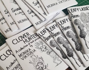 Illustrated Zine Selection - Warriors, Clover Hunters, Shadow Beasts, Leafy Lasses, Hybrid Fauna