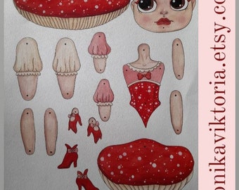Miss Toadstool jointed paper doll kit