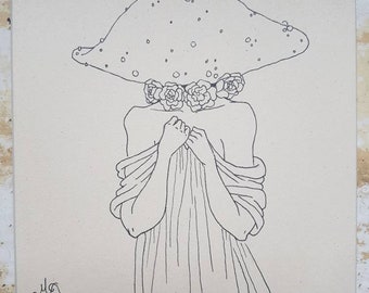 Mushroom Maidens - Original Artwork - Ink on Board